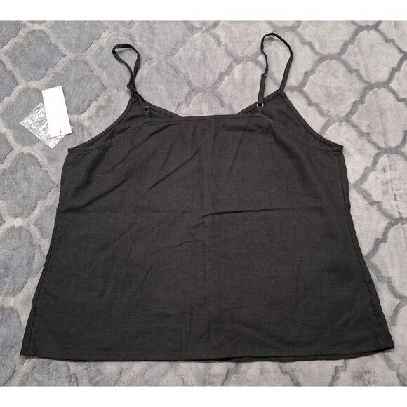 NWT Treasure & Bond Black Button-Up Linen Blend Camisole/Sz. L - Picture 2 of 5